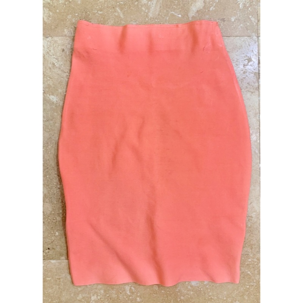 Coral High Waisted Pencil Bodycon Skirt